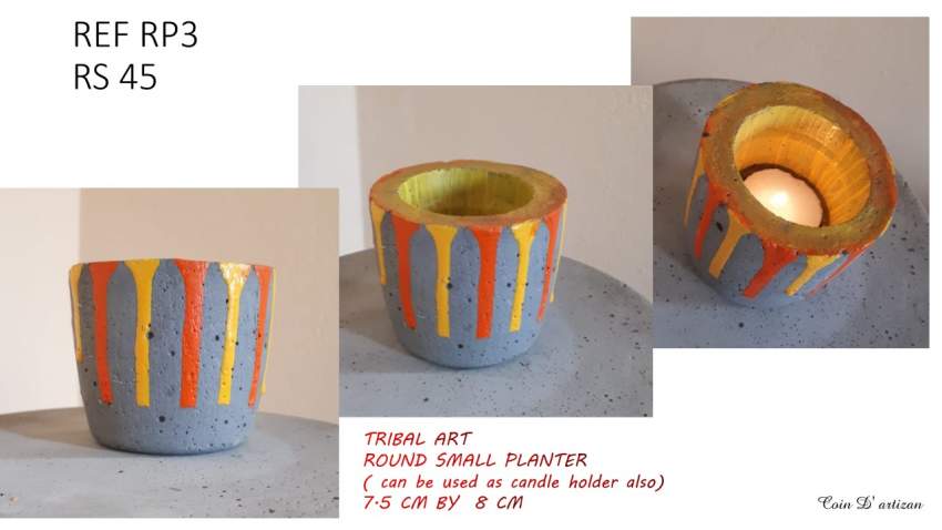Small round concrete planter( tribal) - 0 - Other Decorations  on Aster Vender