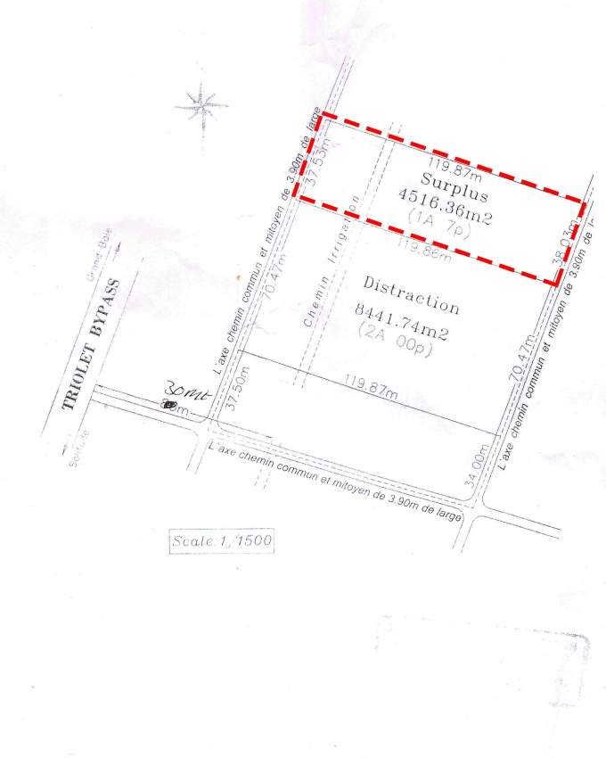 Agricultural land under irrigation of 1 arpent 7 perches Triolet - 6 - Land  on Aster Vender