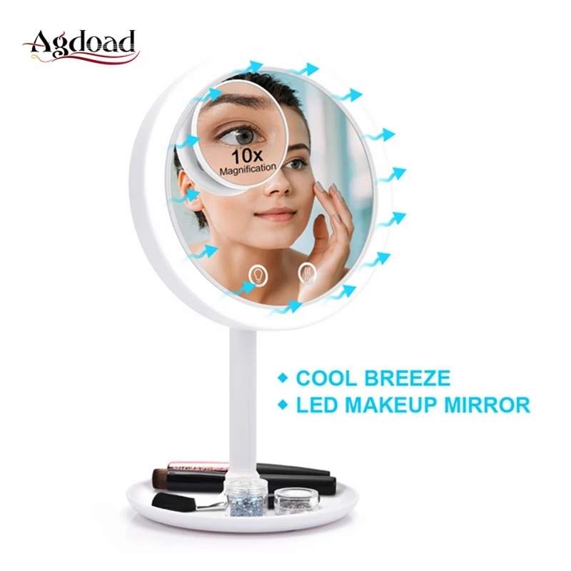 rechargeable make up mirror with fan n led light - 0 - All electronics products  on Aster Vender