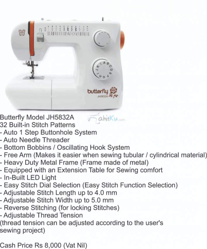 Butterfly Model JH5832A - 0 - Sewing Machines  on Aster Vender