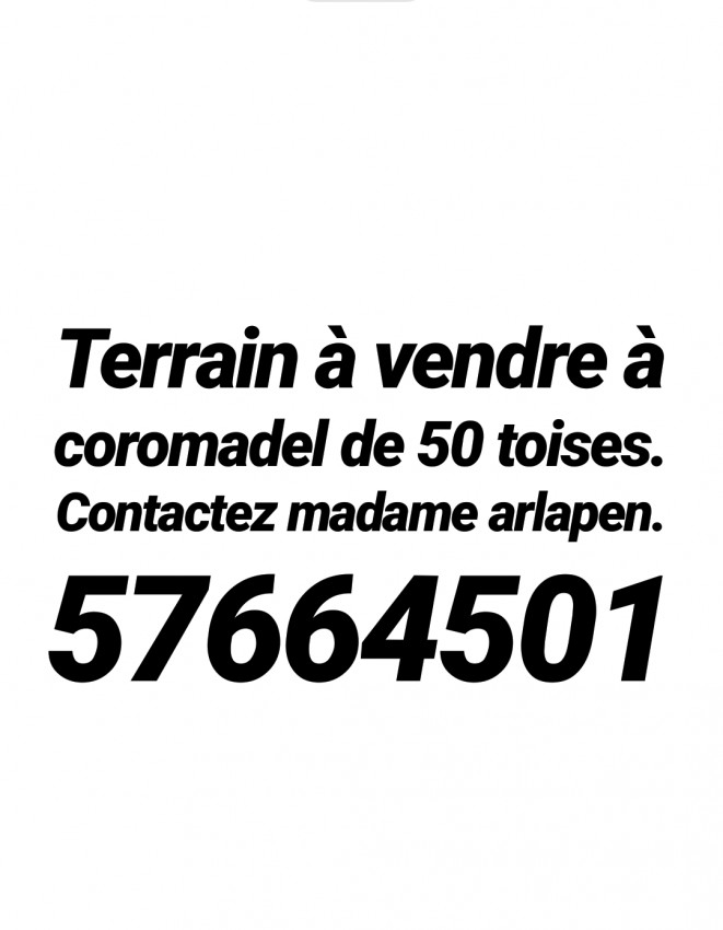 Terrain 50 toises à vendre à coromandel - 0 - Land  on Aster Vender