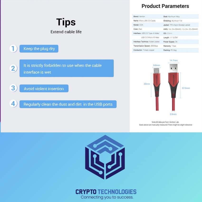 USB 2.0-A to Micro USB (Micro-B) - 4 - All Informatics Products  on Aster Vender