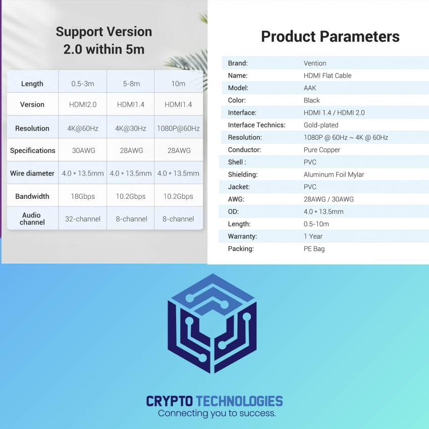 HDMI 2.0 - 4K Cable Flat Body (Color Black) - 5 - All Informatics Products  on Aster Vender