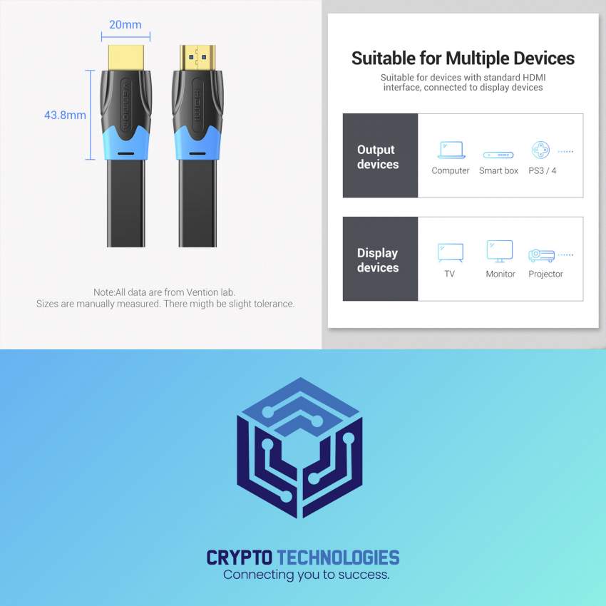 HDMI 2.0 - 4K Cable Flat Body (Color Black) - 6 - All Informatics Products  on Aster Vender