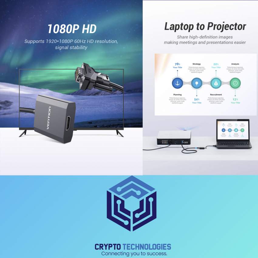 VGA to HDMI Converter 0.15M - Black Metal Type - 1 - All Informatics Products  on Aster Vender