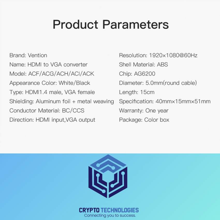 HDMI to VGA Converter (Female) 0.15M Black - 7 - All Informatics Products  on Aster Vender