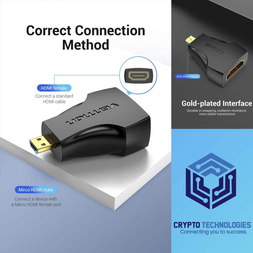 Micro HDMI Male to HDMI Female Adapter Black - 1 - All Informatics Products  on Aster Vender