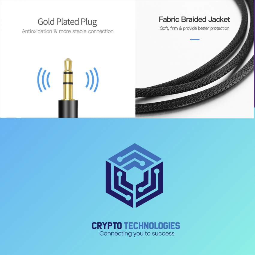 Fabric Braided 3.5mm Male to Male Audio Jack Cable Jack Black Metal Ty - 6 - All Informatics Products  on Aster Vender