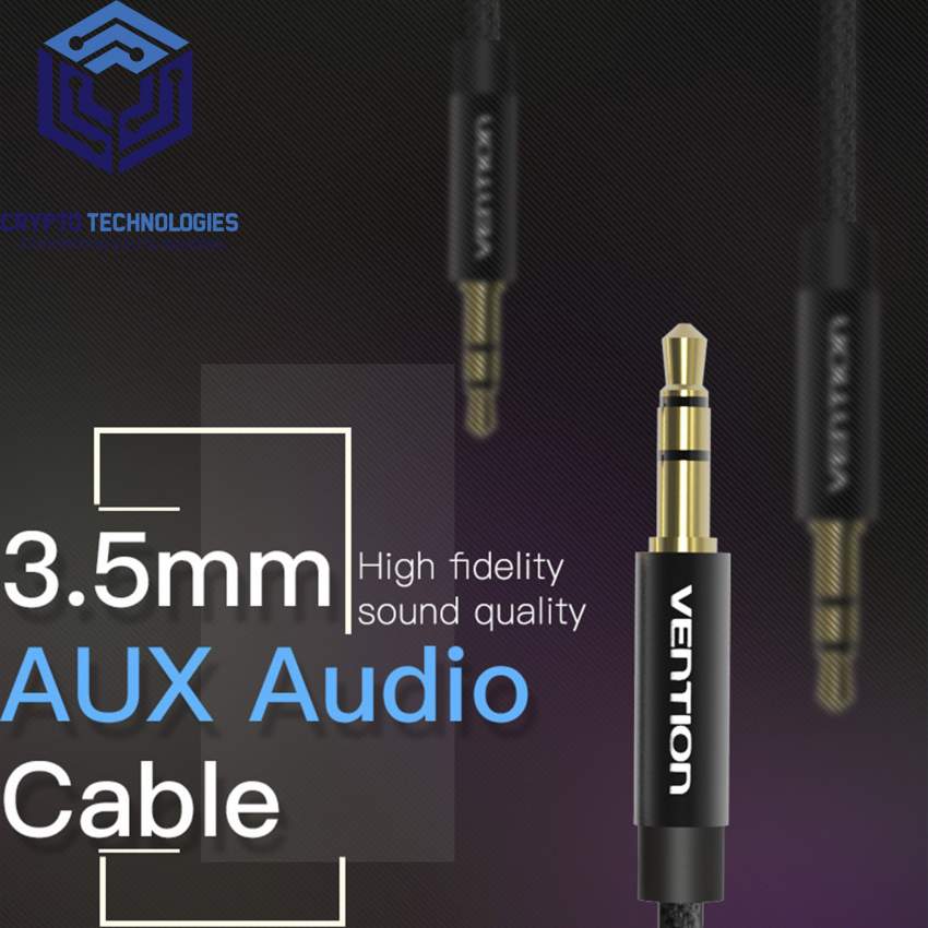 Fabric Braided 3.5mm Male to Male Audio Jack Cable Jack Black Metal Ty - 1 - All Informatics Products  on Aster Vender