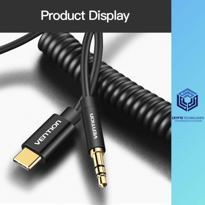 USB - Type-C to 3.5mm Male Spring Audio Cable 1M Black Metal Type - 3 - All Informatics Products  on Aster Vender