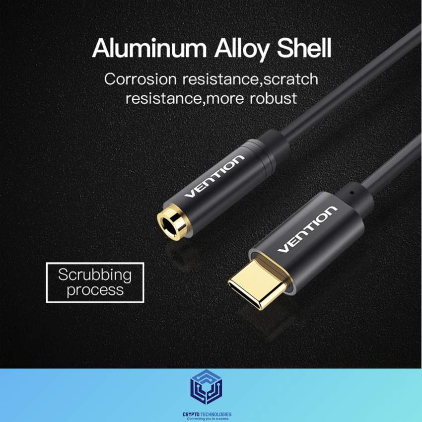 Type-C to 3.5mm Female Audio Cable 0.1M Black Metal Type - 2 - All Informatics Products  on Aster Vender