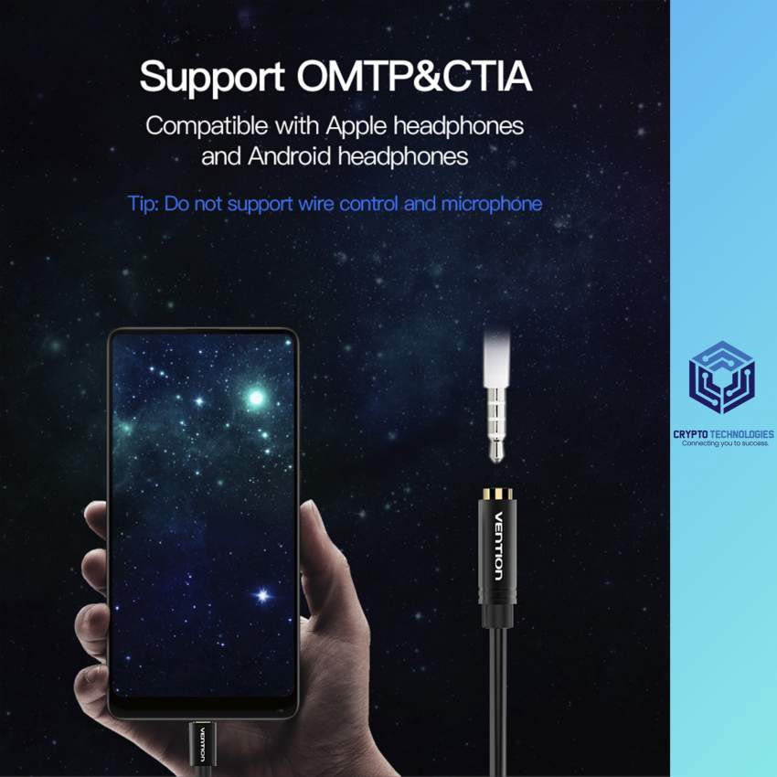 Type-C to 3.5mm Female Audio Cable 0.1M Black Metal Type - 1 - All Informatics Products  on Aster Vender