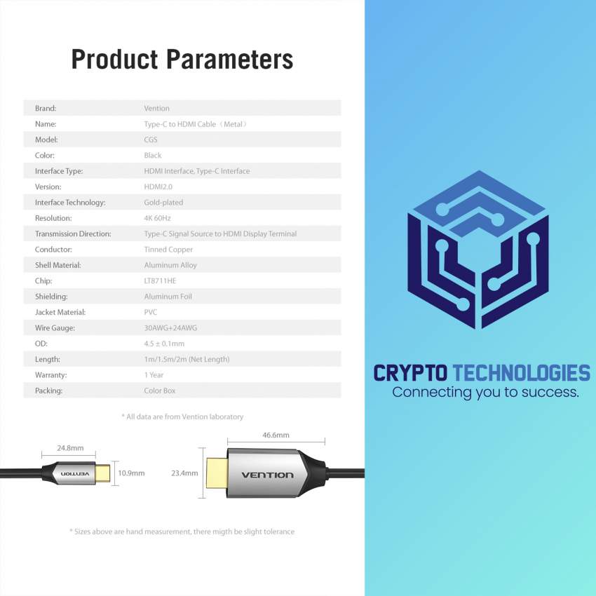 Type-C to HDMI Cable - Black Metal Type - 7 - All Informatics Products  on Aster Vender