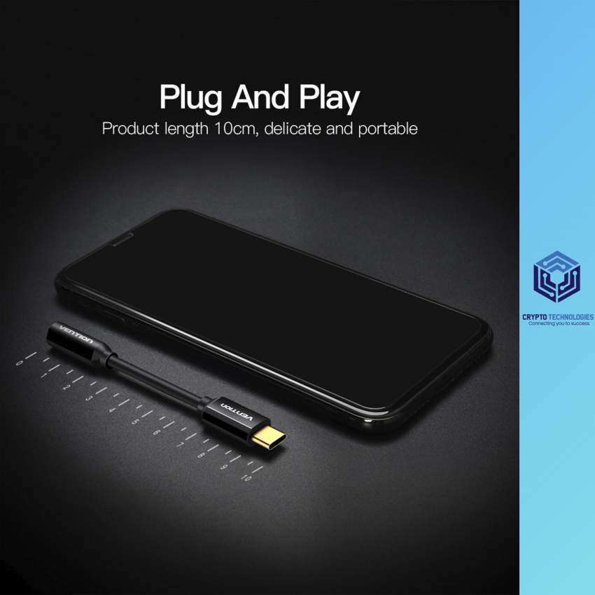 Type-C to 3.5mm Audio Cable 0.1m Aluminum Alloy Shell Black Metal Type - 4 - All Informatics Products  on Aster Vender