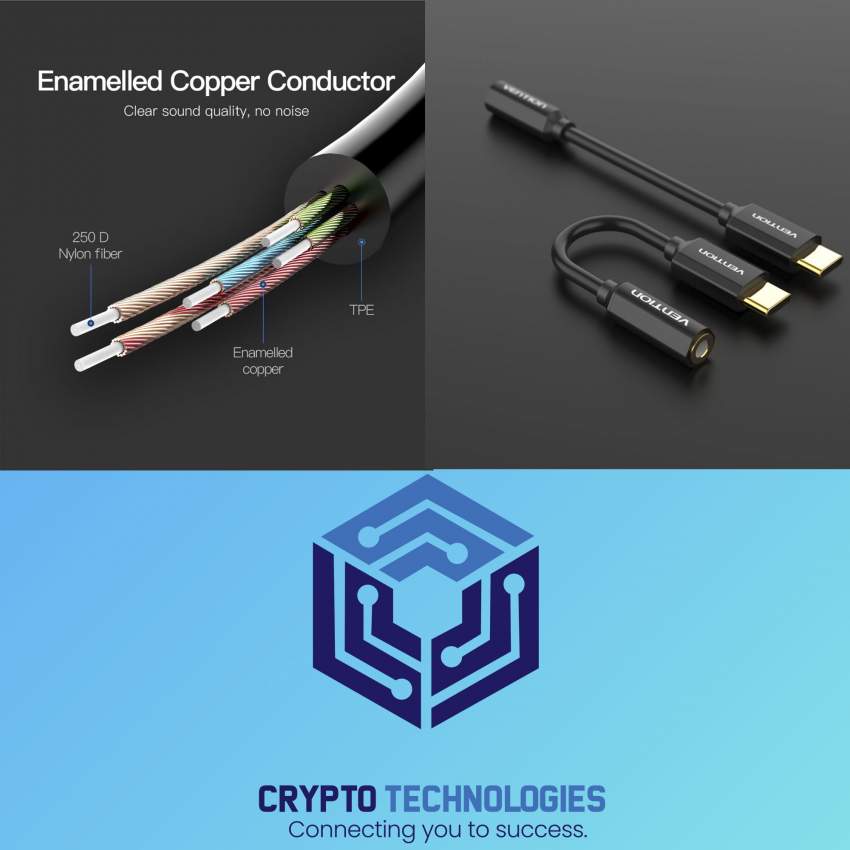 Type-C to 3.5mm Audio Cable 0.1m Aluminum Alloy Shell Black Metal Type - 2 - All Informatics Products  on Aster Vender