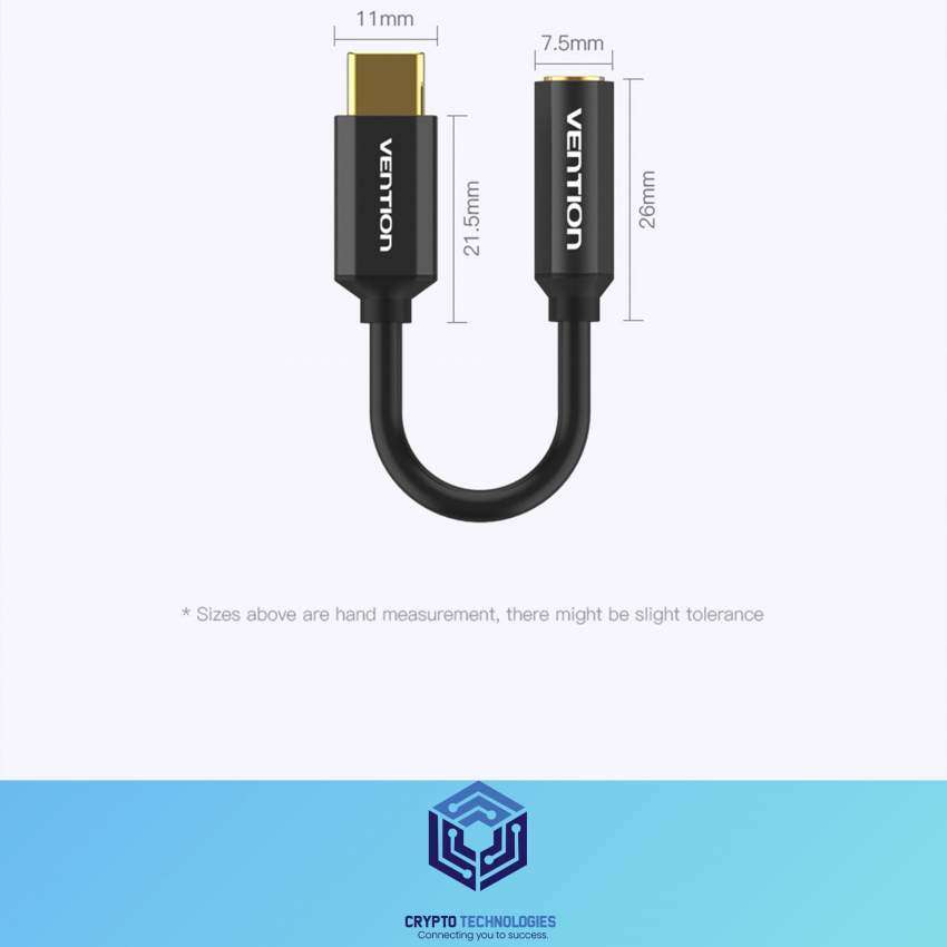 Type-C to 3.5mm Audio Cable 0.1m Aluminum Alloy Shell Black Metal Type - 7 - All Informatics Products  on Aster Vender