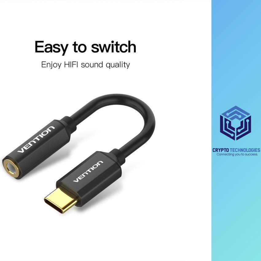 Type-C to 3.5mm Audio Cable 0.1m Aluminum Alloy Shell Black Metal Type - 0 - All Informatics Products  on Aster Vender