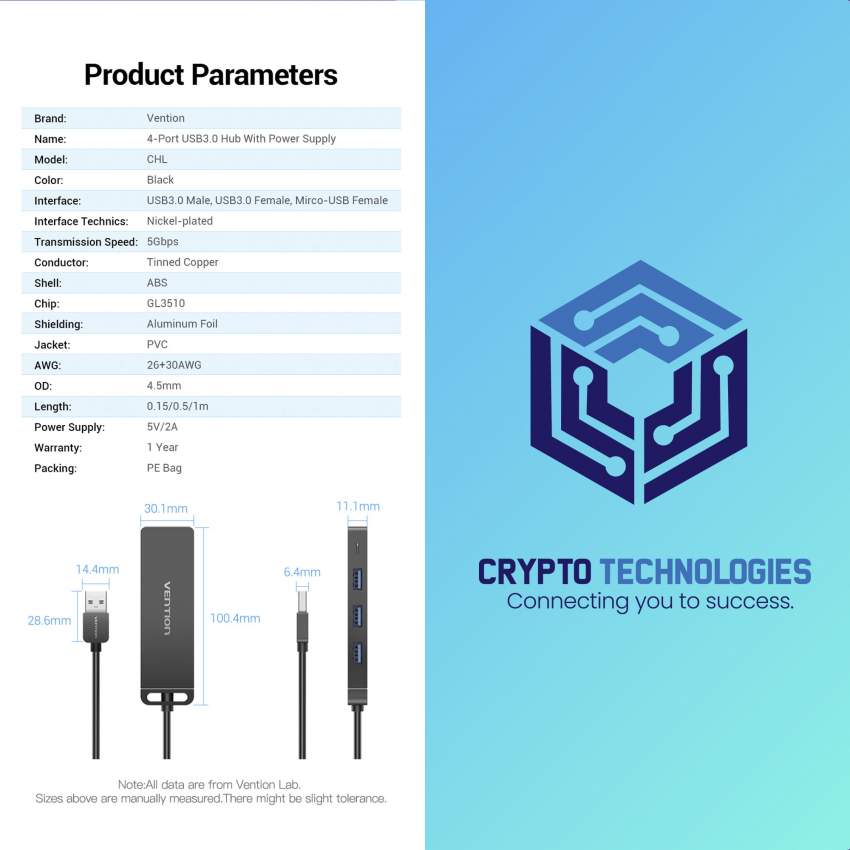4-Port USB 3.0 Hub With Power Supply Color Black - 9 - All Informatics Products  on Aster Vender