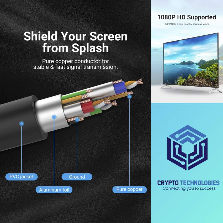 VGA(3+6) Male to Male Cable with ferrite cores - 5 - All Informatics Products  on Aster Vender