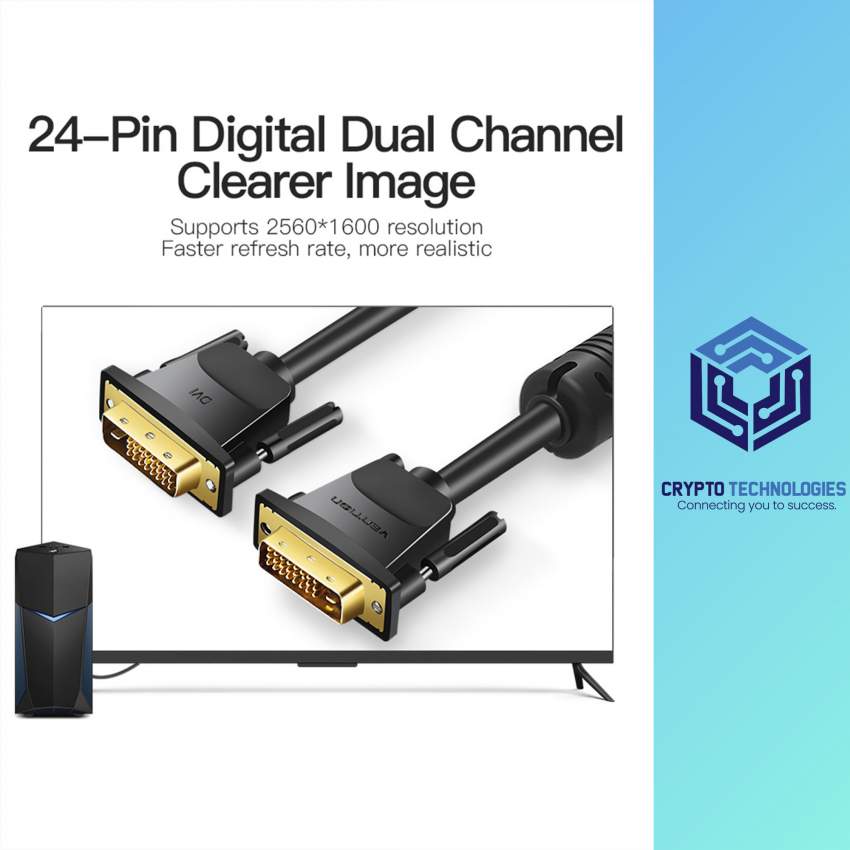 DVI(24+1) Male to Male Cable Color Black - 1 - All Informatics Products  on Aster Vender