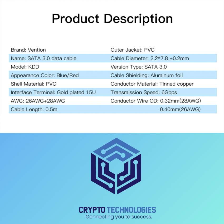 SATA3.0 Cable 0.5M Red/Blue - 1 - All Informatics Products  on Aster Vender