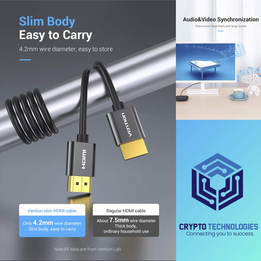 Ultra Thin 4K HDMI 2.0 Cable Black Metal Type - 1 - All Informatics Products  on Aster Vender