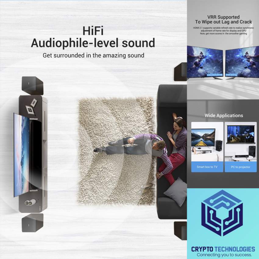 Cotton Braided 8K HDMI 2.1 UHD Cable - Color Black - 5 - All Informatics Products  on Aster Vender