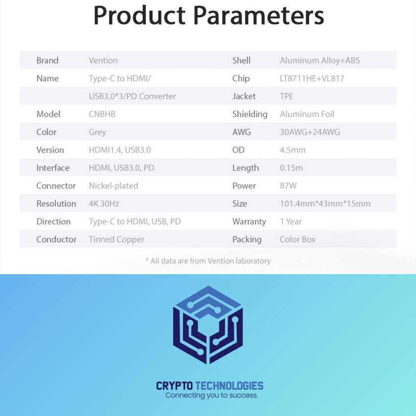 USB Type-C to HDMI/USB3.0*/PD Converter 0.15M Gray Metal Type - 8 - All Informatics Products  on Aster Vender