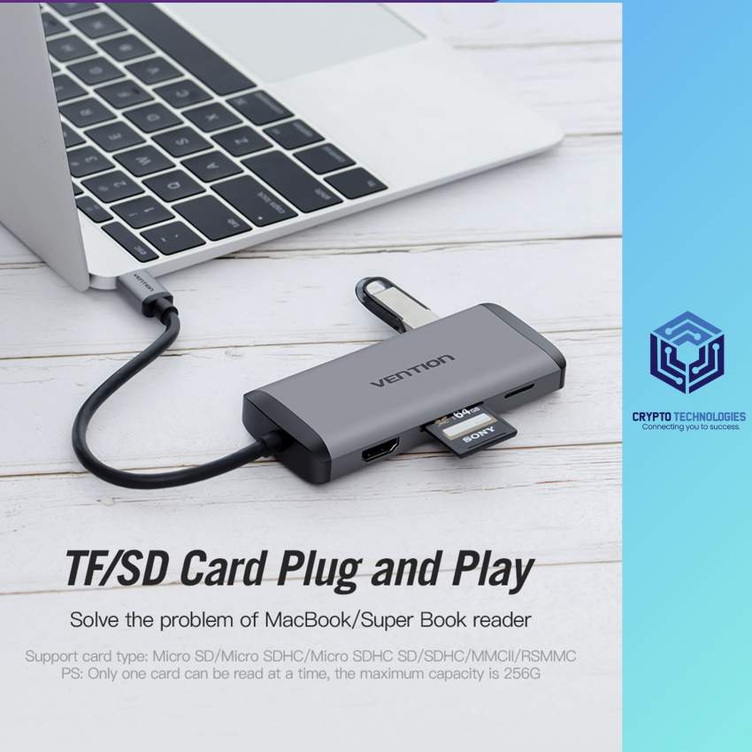 USB Type-C to HDMI/USB3.0*3/ RJ45/ TF/SD/PD Converter 0.15M Gray Metal - 5 - All Informatics Products  on Aster Vender