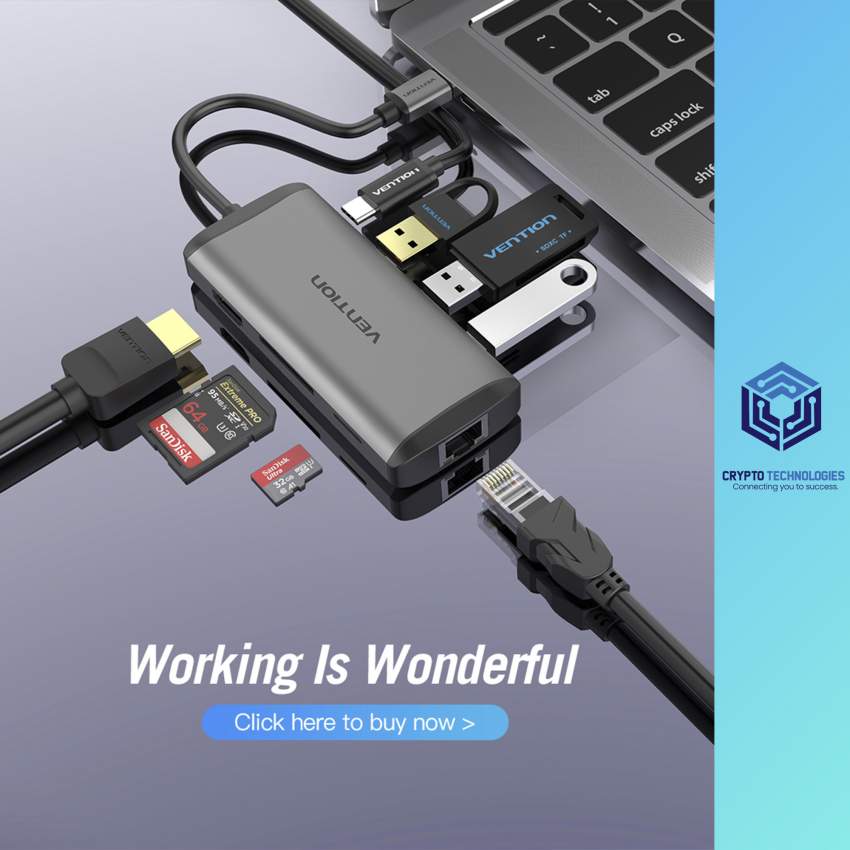 USB Type-C to HDMI/USB3.0*3/ RJ45/ TF/SD/PD Converter 0.15M Gray Metal - 6 - All Informatics Products  on Aster Vender