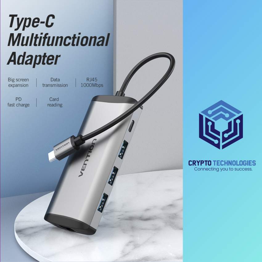 USB Type-C to HDMI/USB3.0*3/ RJ45/ TF/SD/PD Converter 0.15M Gray Metal - 0 - All Informatics Products  on Aster Vender