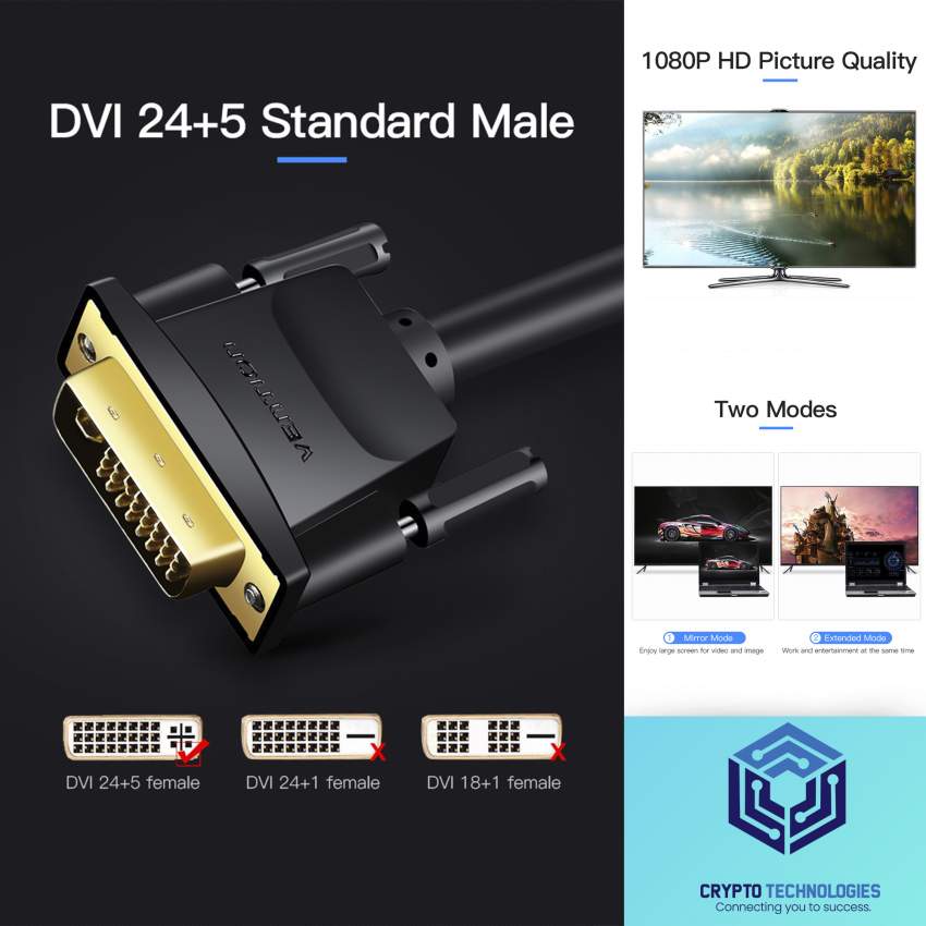 DVI(24+5) to VGA Cable - Color Black - 1 - All Informatics Products  on Aster Vender