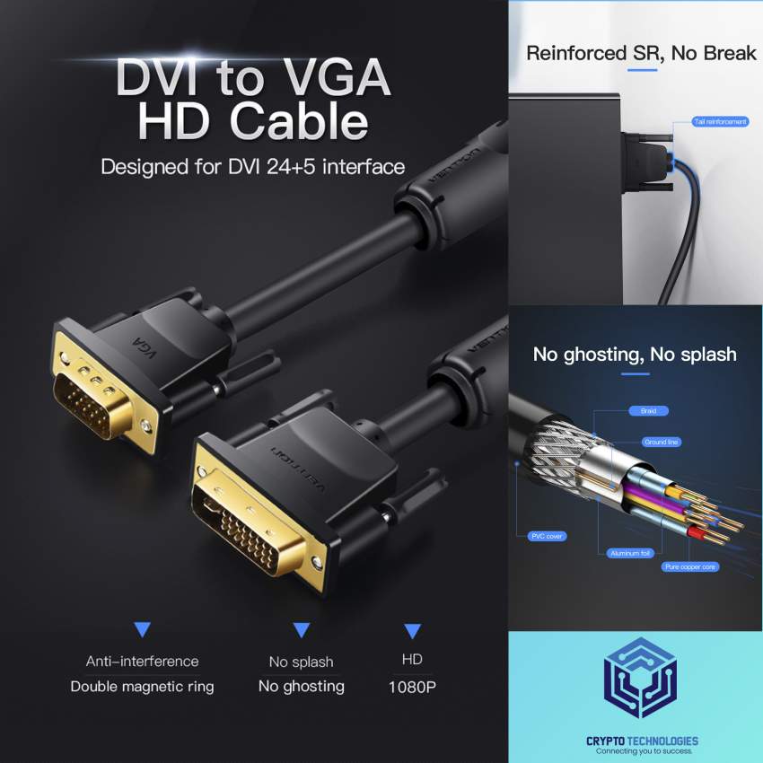 DVI(24+5) to VGA Cable - Color Black - 0 - All Informatics Products  on Aster Vender