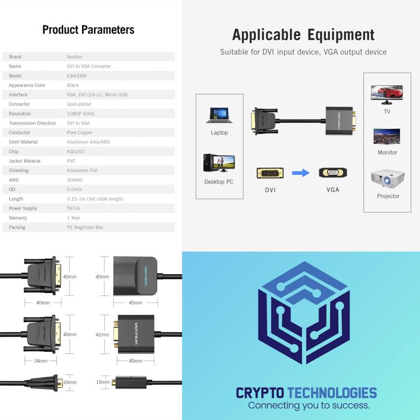DVI to VGA Converter 0.15M Black Metal Type - 6 - All Informatics Products  on Aster Vender