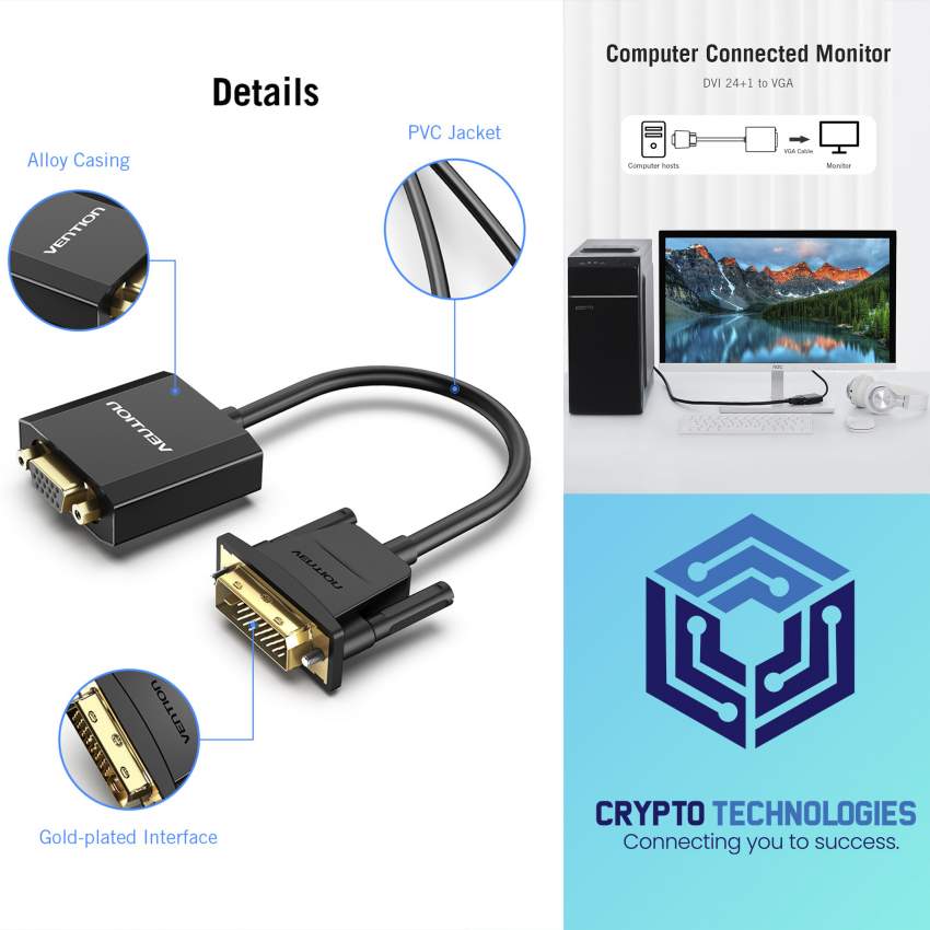 DVI to VGA Converter 0.15M Black Metal Type - 4 - All Informatics Products  on Aster Vender