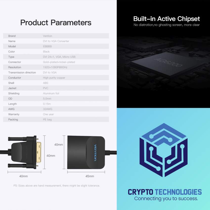 DVI to VGA Converter 0.15M Black Metal Type - 6 - All Informatics Products  on Aster Vender
