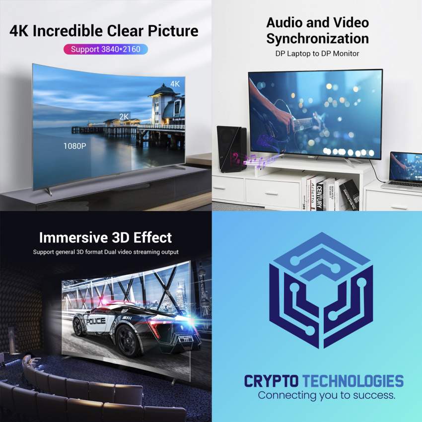 DP 1.2 HD Cable Male To Male (Display Port Cable) Black - 2 - All Informatics Products  on Aster Vender