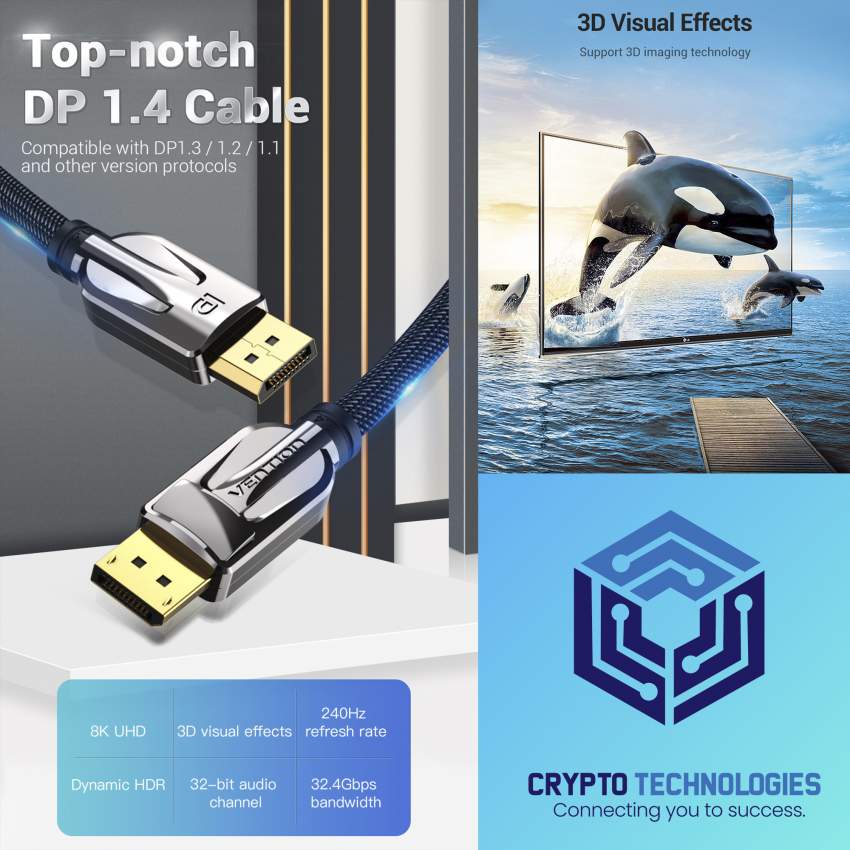 DP 1.4 - 8K Cable (Display Port Cable) Male to Male Black - 0 - All Informatics Products  on Aster Vender