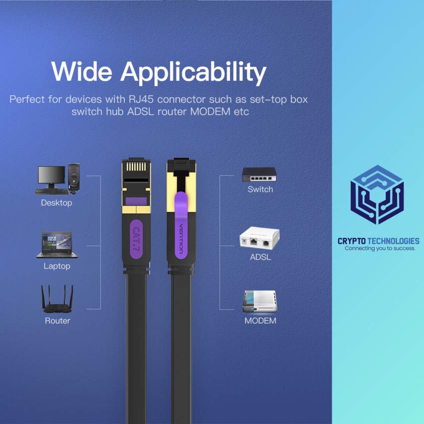 Flat Cat.7 Patch Cable - Black - 4 - All Informatics Products  on Aster Vender