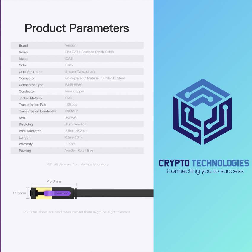 Flat Cat.7 Patch Cable - Black - 6 - All Informatics Products  on Aster Vender