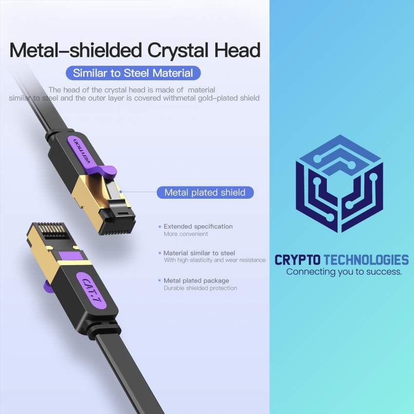 Flat Cat.7 Patch Cable - Black - 3 - All Informatics Products  on Aster Vender