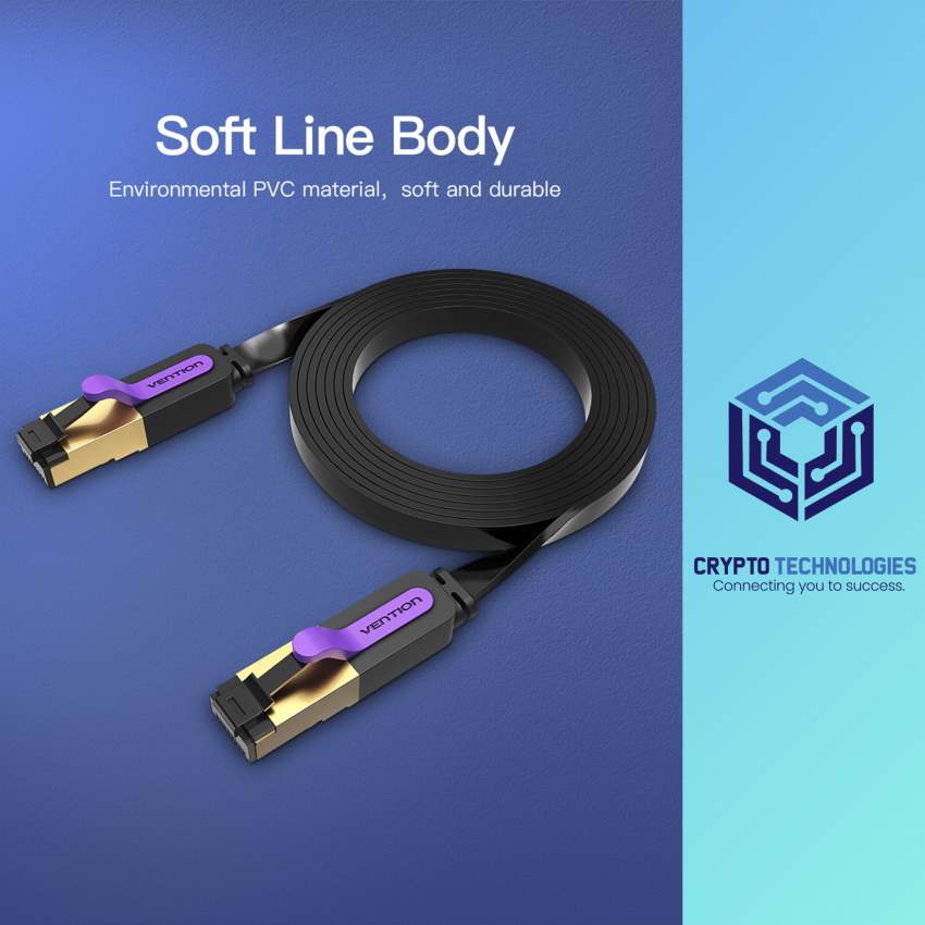 Flat Cat.7 Patch Cable - Black - 2 - All Informatics Products  on Aster Vender