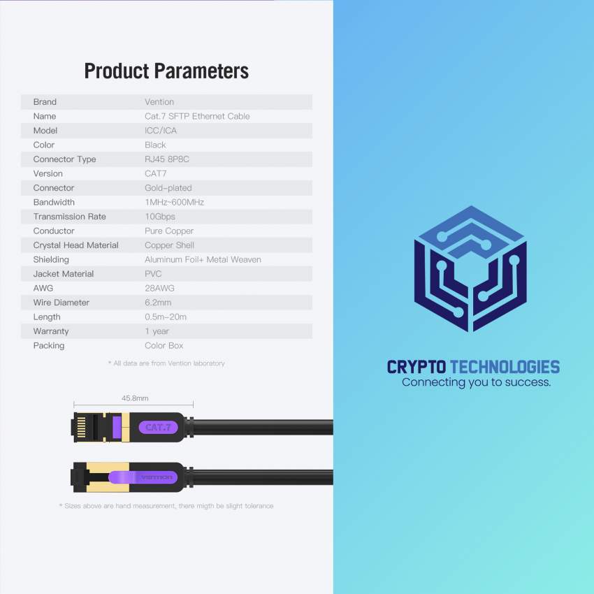 Cat.7 SSTP (Screened Shielded Twisted Pair) Patch Cable - Black - 8 - All Informatics Products  on Aster Vender