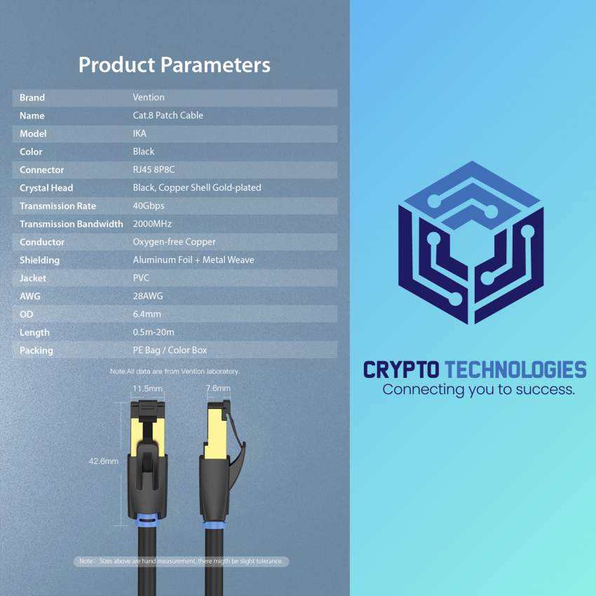 Cat.8 SSTP (Screened Shielded Twisted Pair) Patch Cable - Black - 7 - All Informatics Products  on Aster Vender