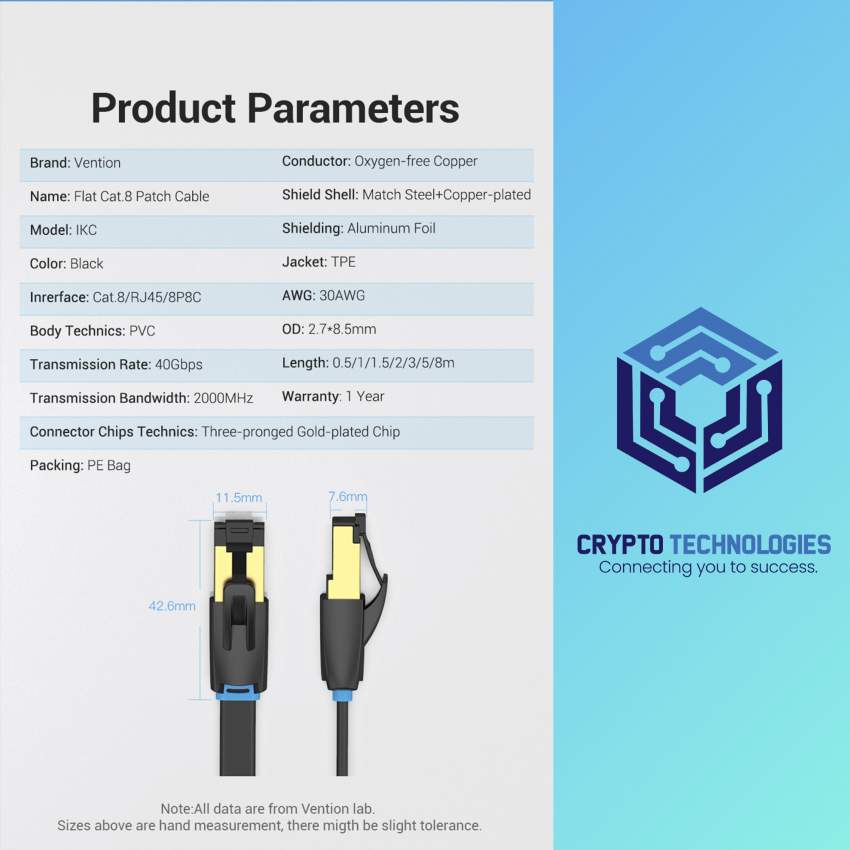 Flat Cat.8 Patch Cable - Black - 5 - All Informatics Products  on Aster Vender