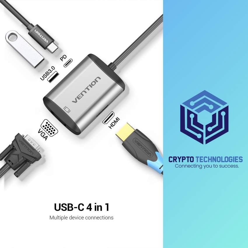 Type-C to HDMI/VGA/USB3.0/PD Converter 0.15M Gray Metal Type - 1 - All Informatics Products  on Aster Vender