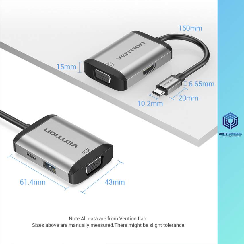 Type-C to HDMI/VGA/USB3.0/PD Converter 0.15M Gray Metal Type - 6 - All Informatics Products  on Aster Vender