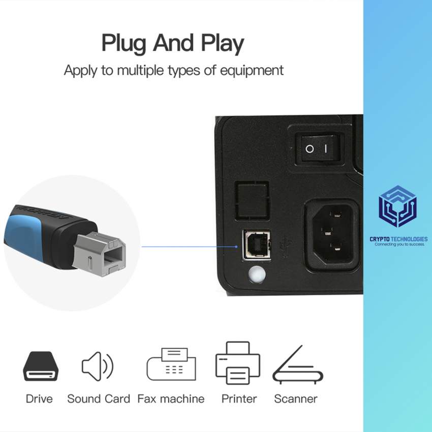 USB2.0 A Male to B Male Printer Cable - Black - 9 - All Informatics Products  on Aster Vender