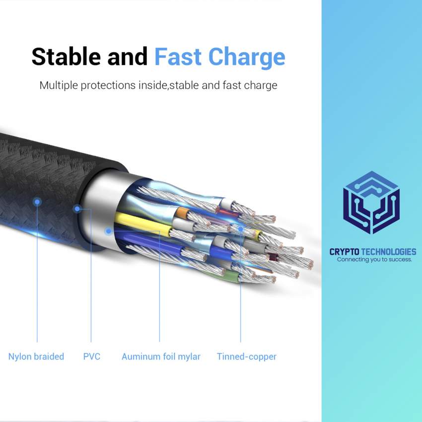 Nylon Braided USB-C to USB-C Charger Cable (4K PD 60W 5Gbps 3A) Gray 1 - 5 - All Informatics Products  on Aster Vender