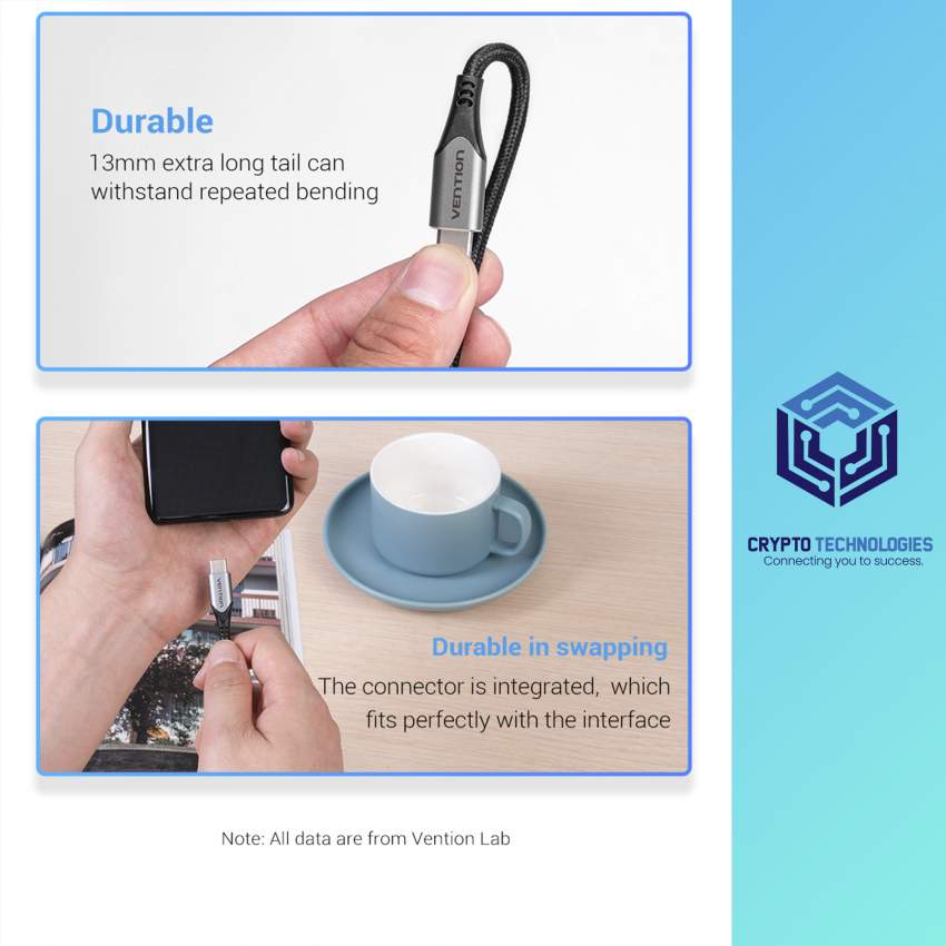 Nylon Braided USB-C to USB-C Charger Cable (4K PD 60W 5Gbps 3A) Gray 1 - 8 - All Informatics Products  on Aster Vender